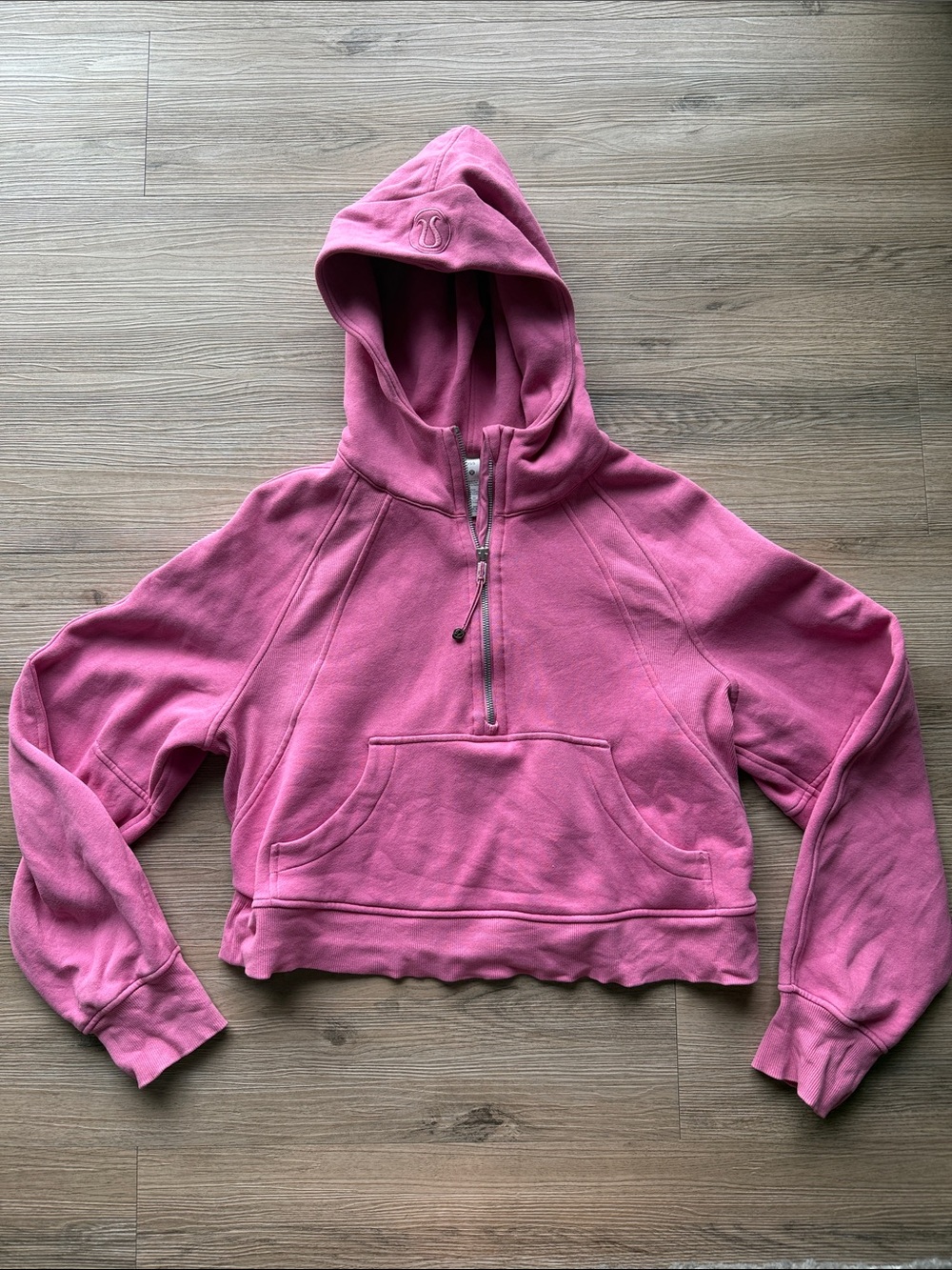 Women’s Pink Cropped Scuba Hoodie Pullover